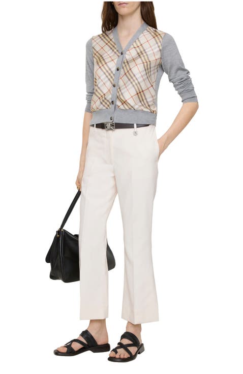 Cropped Wool Flared Trousers