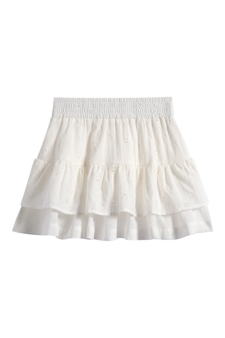 Kids' Eyelet Tiered Skirt, Main, color, WHITE