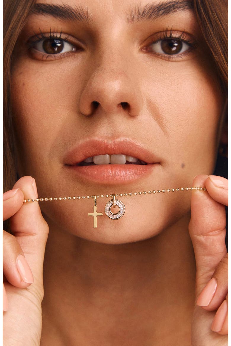Baguette Birthstone Charm Necklace, Alternate, color, January Gold Filled