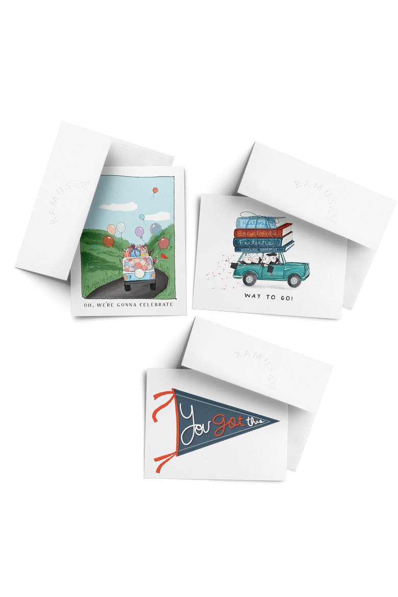 Celebration/Graduation Greeting Card Pack Sets (3 ct, Assorted) Oh We're Gonna Celebrate, Owls Graduated, Pennant, Main, color, Multi-Pack