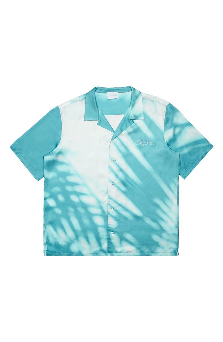 Blue Sky Inn Shadow Palms Short Sleeve Button-Up Shirt, Main, color,
