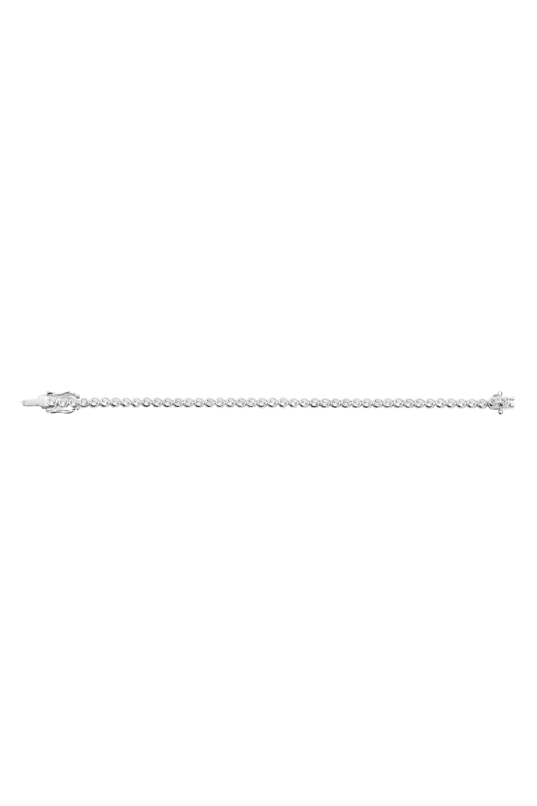 Lab Grown White Sapphire Bezel Tennis Bracelet, Alternate, color, Sterling Silver