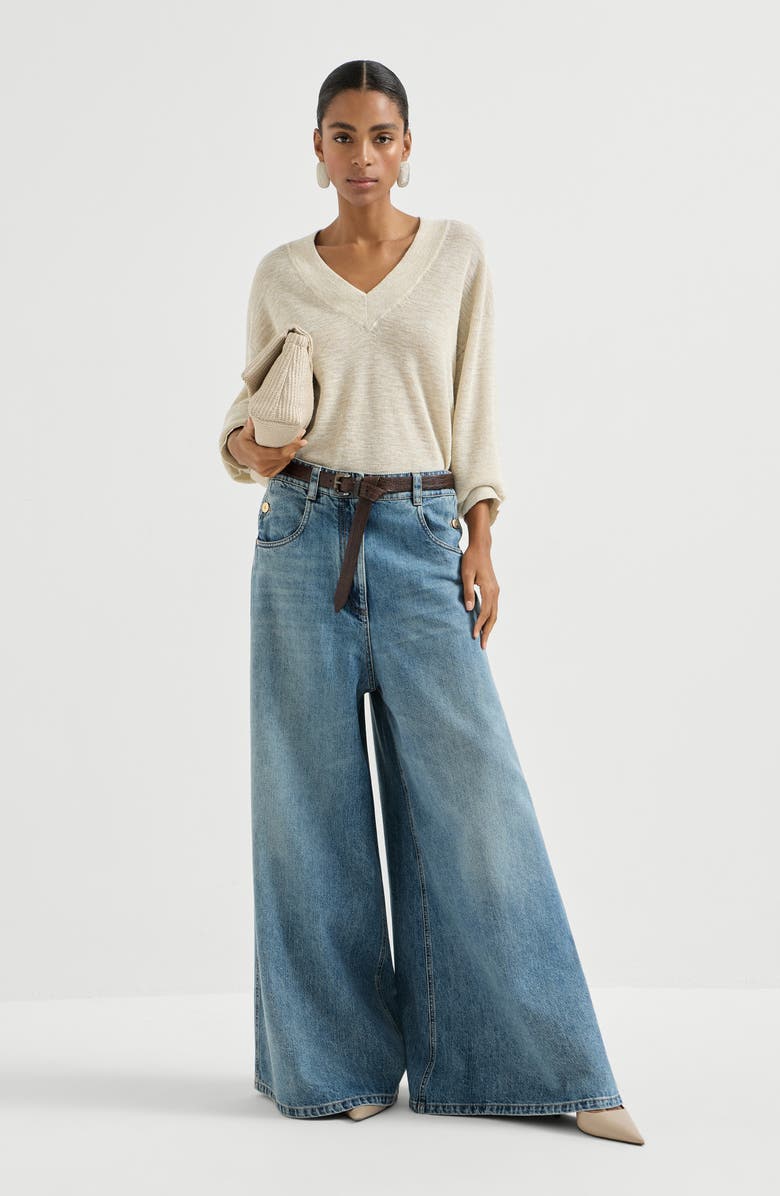 Brunello Cucinelli Linen sweater, Alternate, color, Military