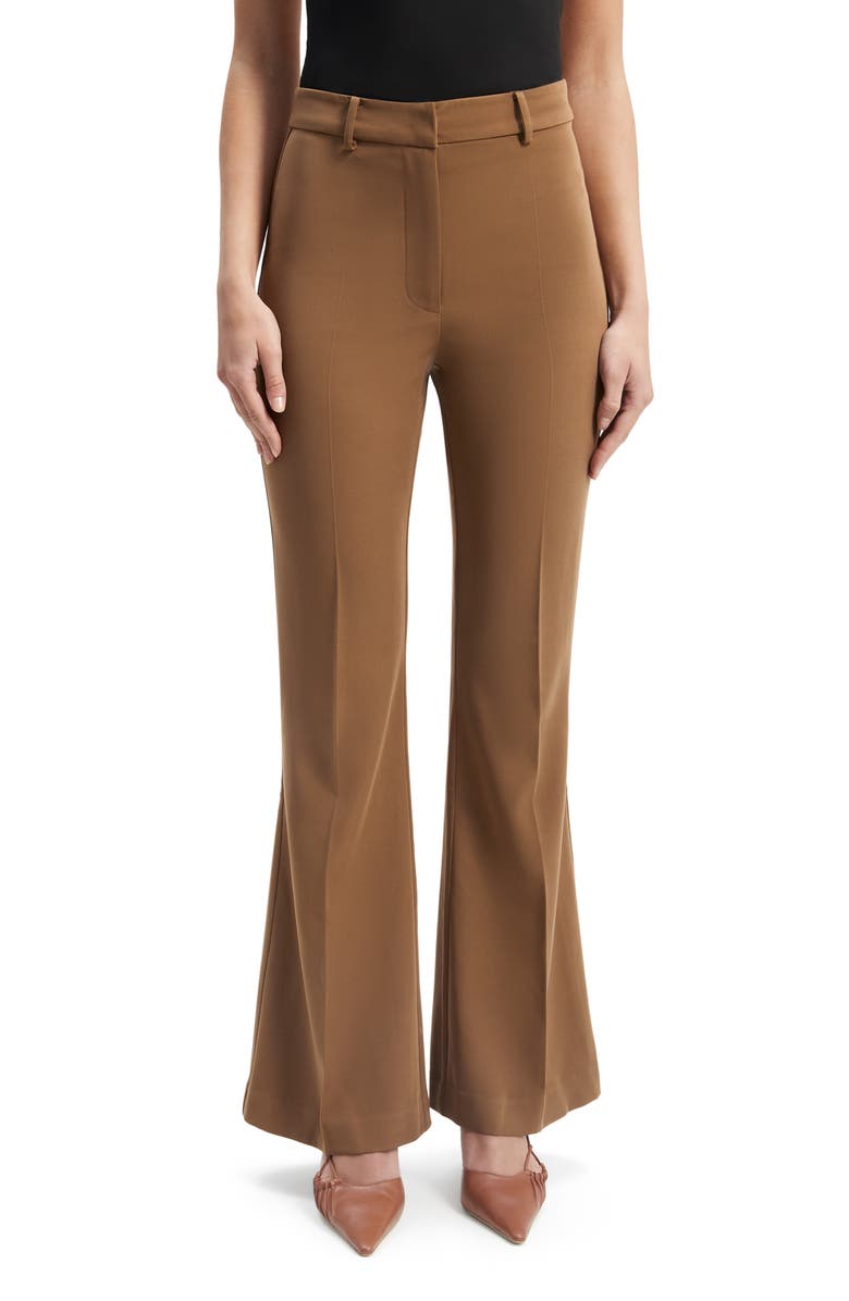 Bardot Halifax High Waist Flare Leg Pants, Main, color, Chocolate
