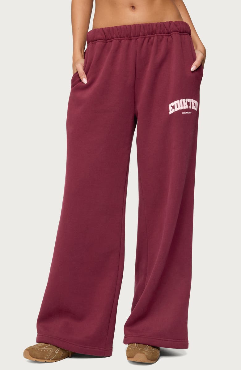 EDIKTED LA Relaxed Fit Sweatpants, Main, color, Burgundy