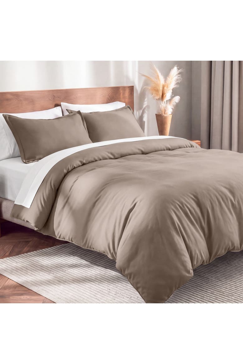 100% Cotton Flannel Duvet Cover & Sham Set, Alternate, color, Taupe