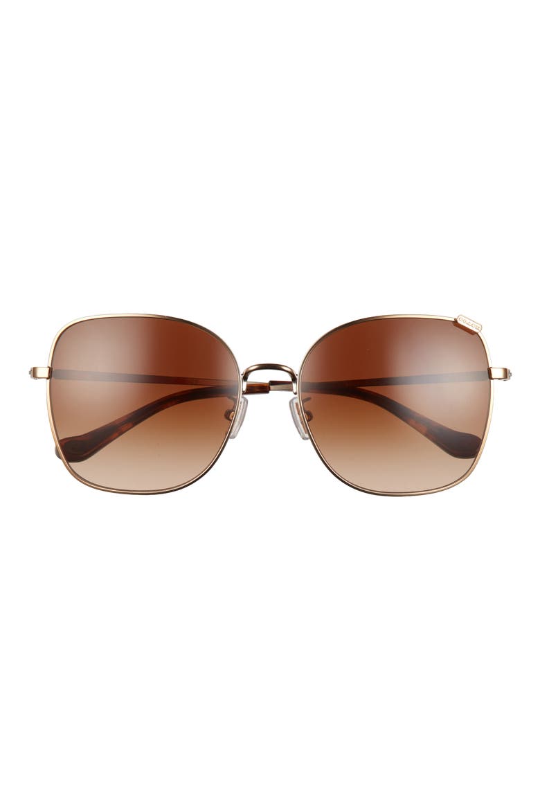 57mm Gradient Square Sunglasses, Main, color, SHINY LIGHT GOLD