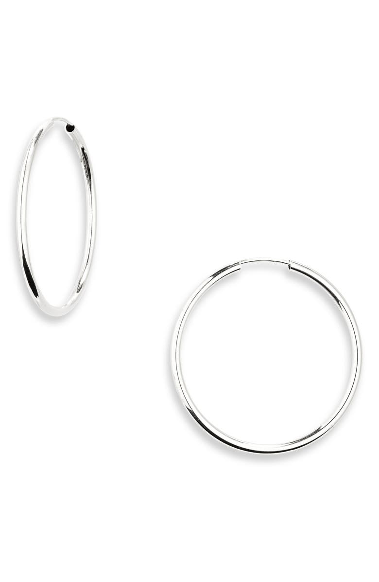 Bony Levy Essentials 14K Gold Thin Hoop Earrings, Main, color, White Gold