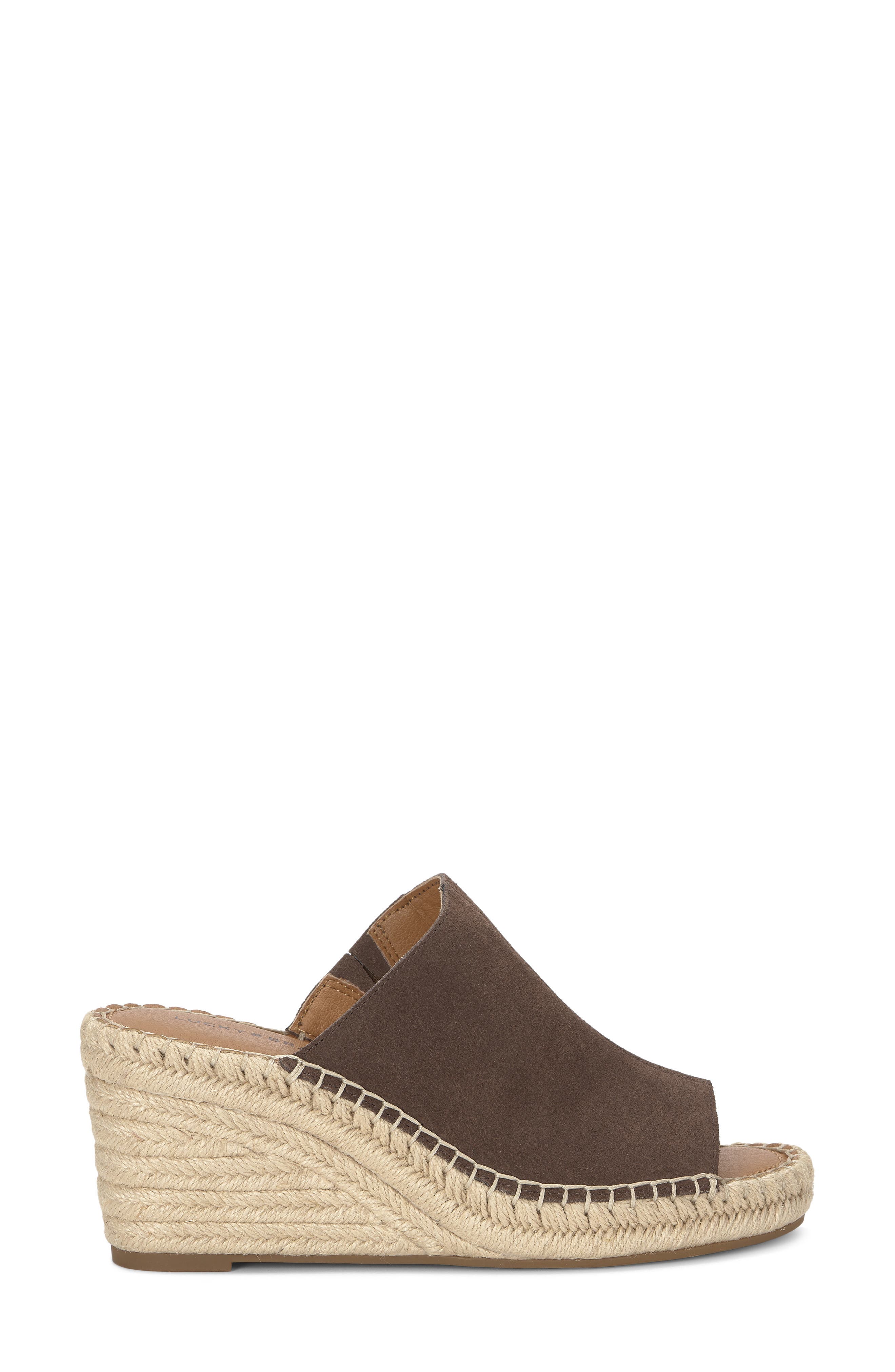 Lucky Brand Cabriah Espadrille Platform Wedge Slide Sandal, Alternate, color, Cappucino Oil Suede