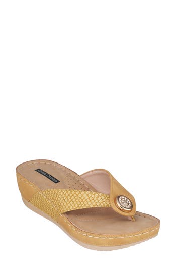 Gc Shoes Dafni Yellow Wedge Sandals In Yellow