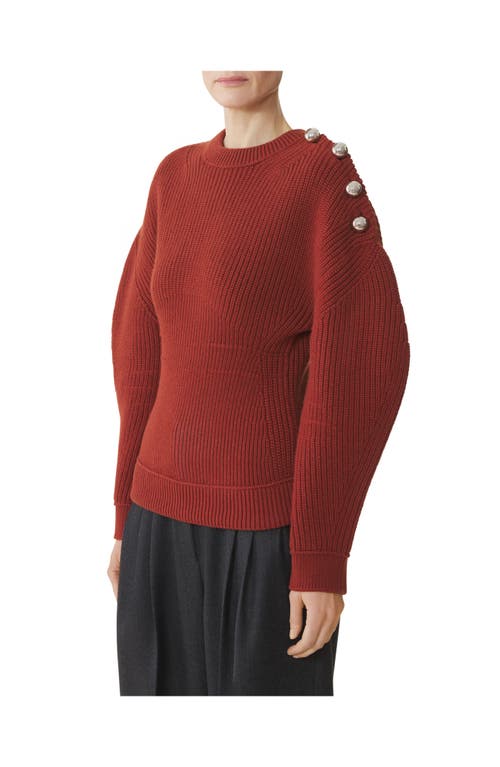 Lanvin Button-embellished Ribbed Sweater In Red