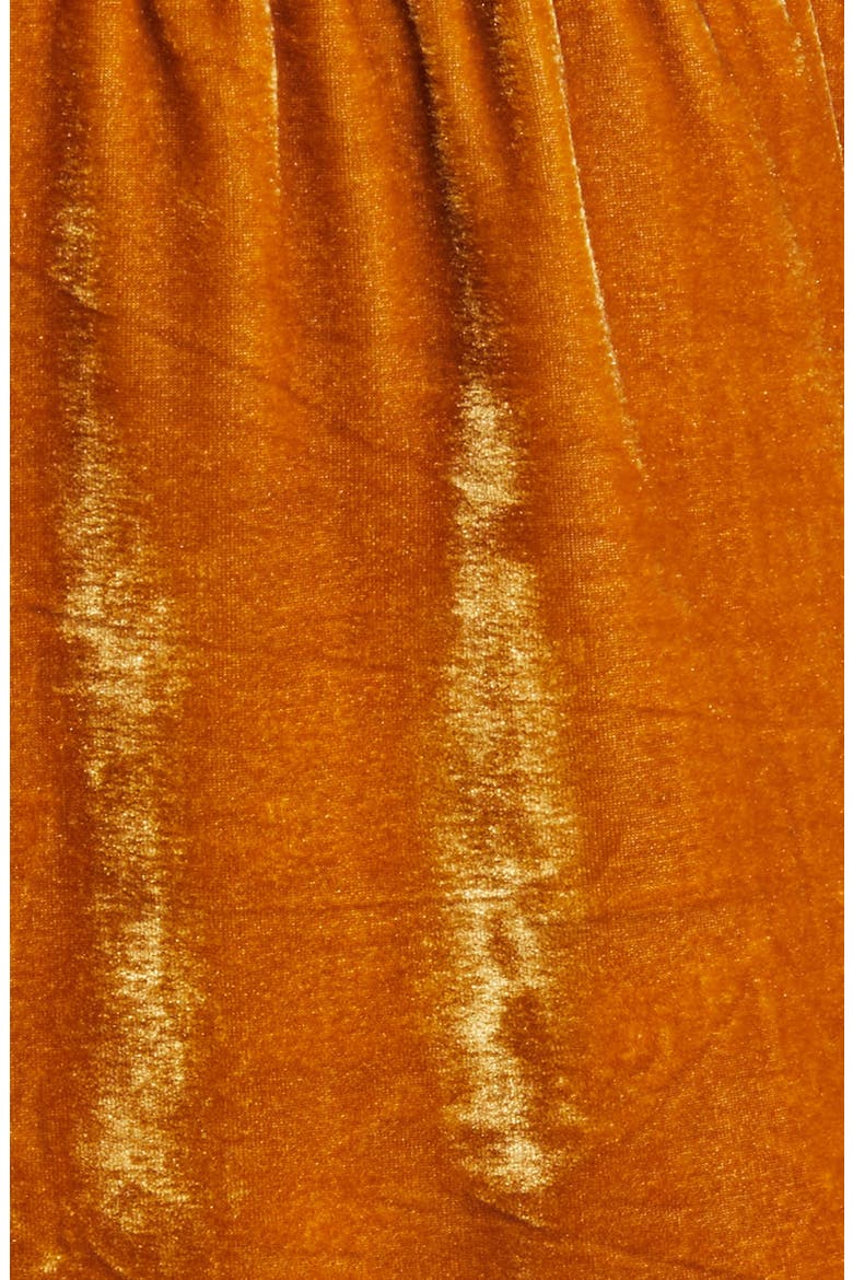 Nama Surplice V-Neck Bracelet-Sleeve Velvet Romper, Alternate, color, GOLDEN OCHRE