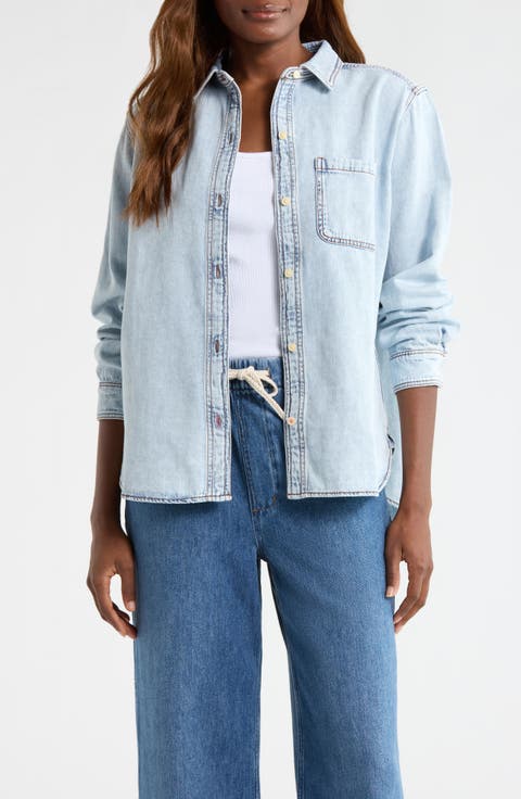 Jane Relaxed Cotton & Linen Denim Button-Up Shirt