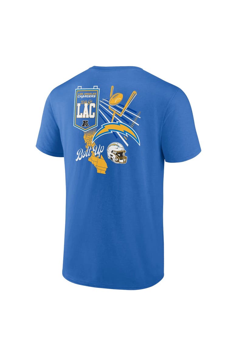 Men's Fanatics Branded Powder Blue Los Angeles Chargers Split Zone T-Shirt, Alternate, color, Powder Blue