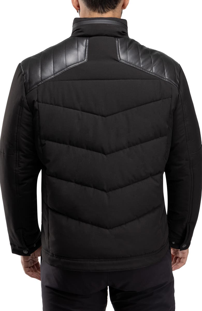 XRAY Faux Leather Trim Puffer Jacket, Alternate, color, Black