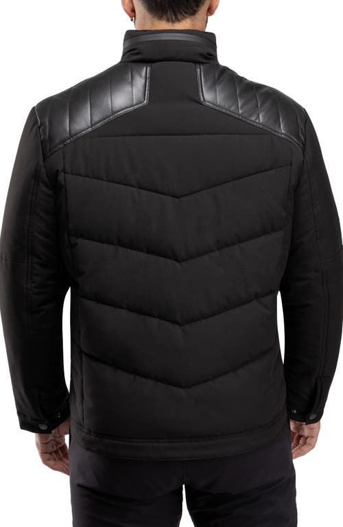 X-ray Xray Faux Leather Trim Puffer Jacket In Black