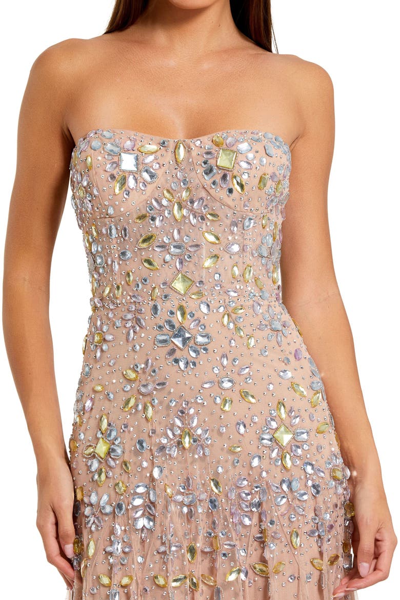 Strapless Sweetheart Embellished Net Gown, Alternate, color, Light Rose