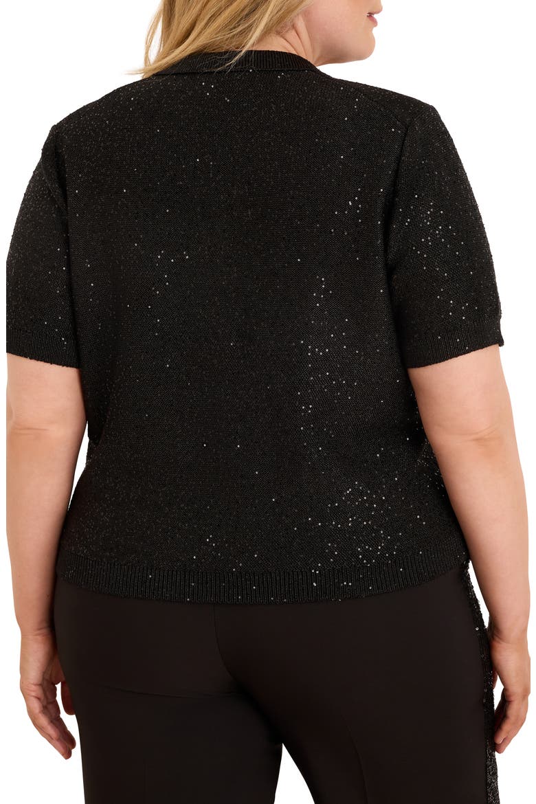 Anytime Sequin Polo Sweater, Alternate, color, BLACK ONYX