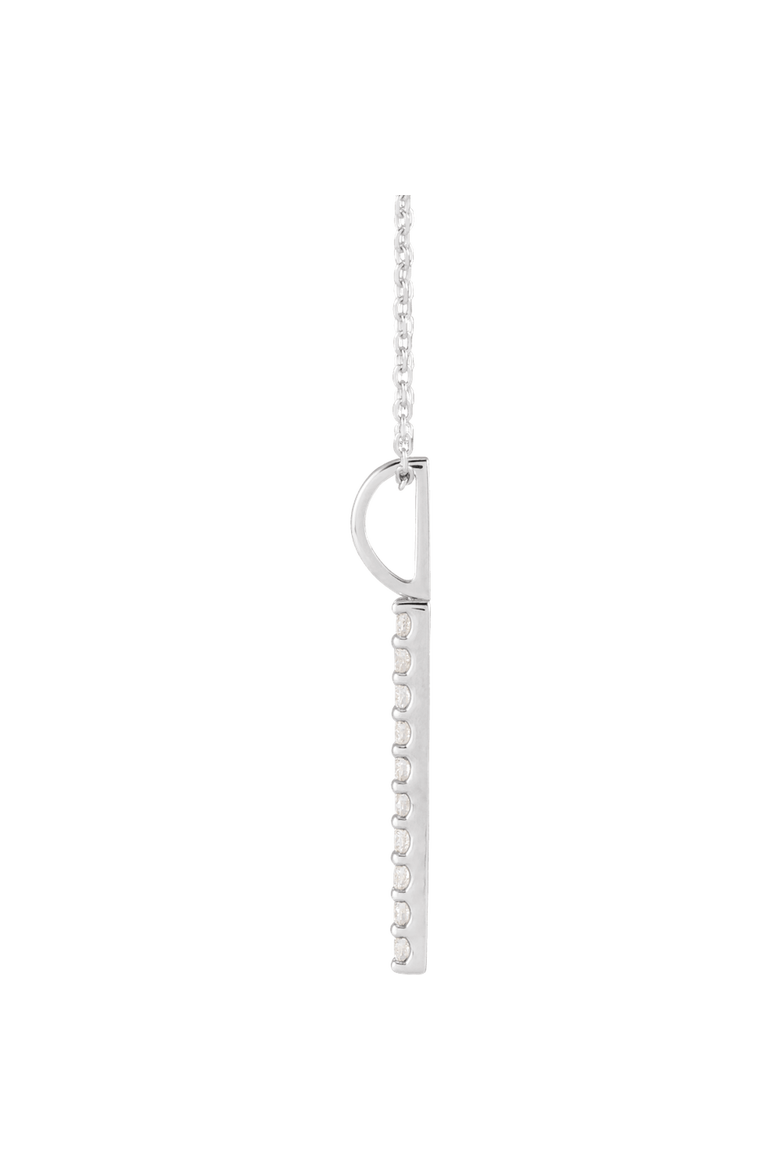 1/6 CT Natural Diamond Vertical Bar 16-18" Necklace in 14K Gold, Alternate, color, White