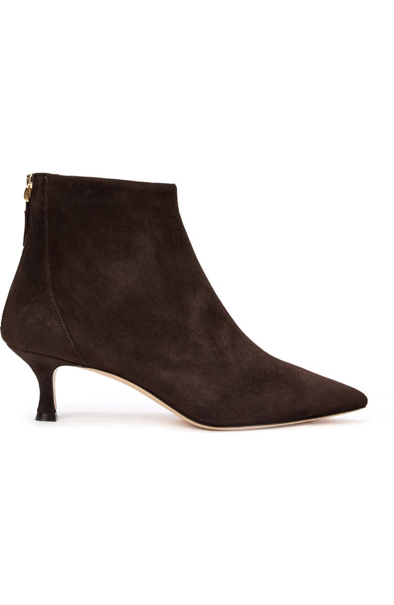 Bruno Magli Francesca Pointed Toe Kitten Heel Bootie, Alternate, color, Dark Brown Suede