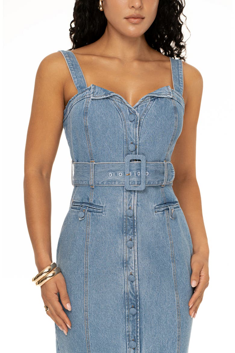 Celene Denim Maxi Dress, Alternate, color, BLUE