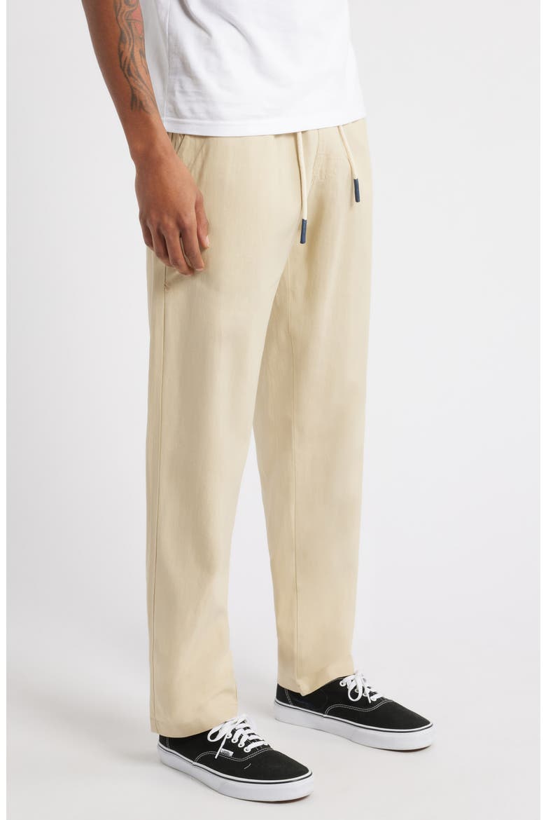 Regular Fit Linen & Cotton Drawstring Pants, Alternate, color, BEIGE