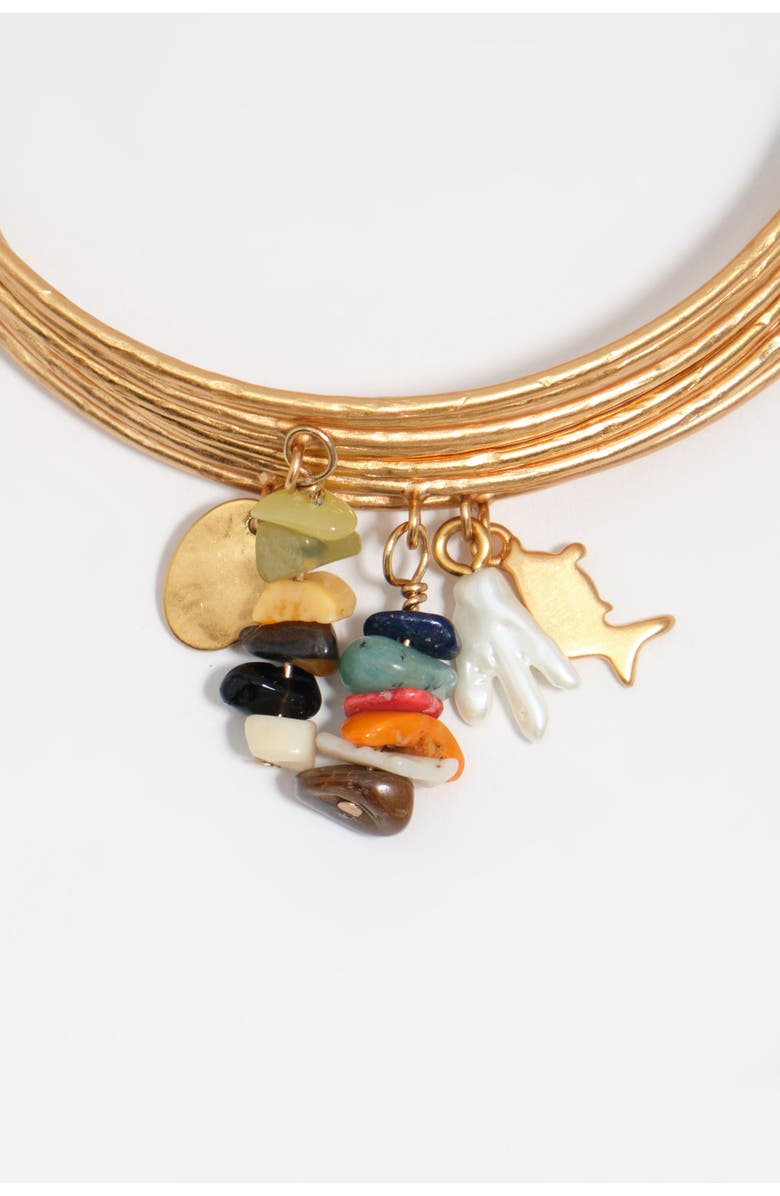 Bimba y Lola Bangle Bracelet With Aged Stones Texture, Alternate, color, Gold