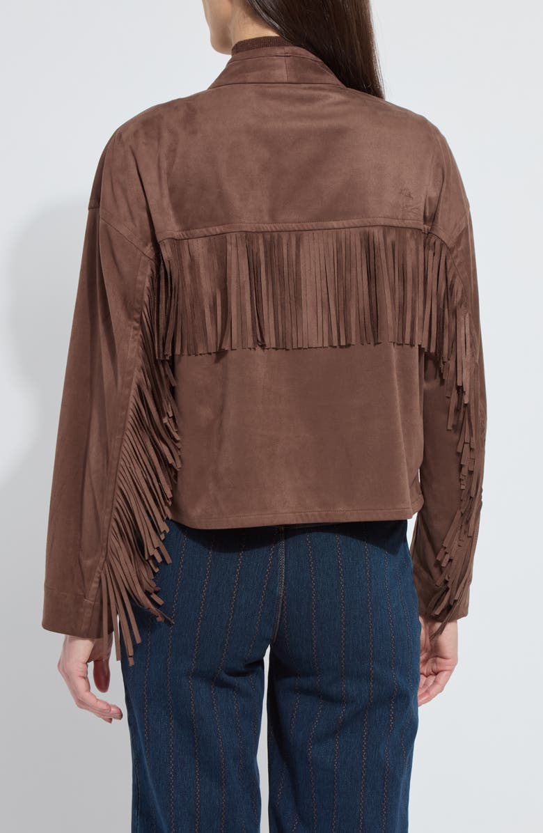 Lysse Candence Fringe Trim Faux Suede Jacket, Alternate, color, Polished Wood