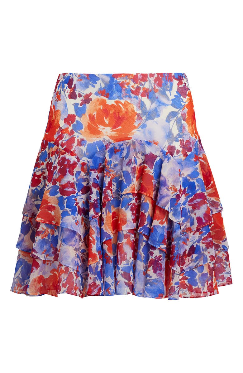 Lauren Ralph Lauren Floral High Waist Crinkle Layer Ruffle Skirt, Alternate, color, White Multi