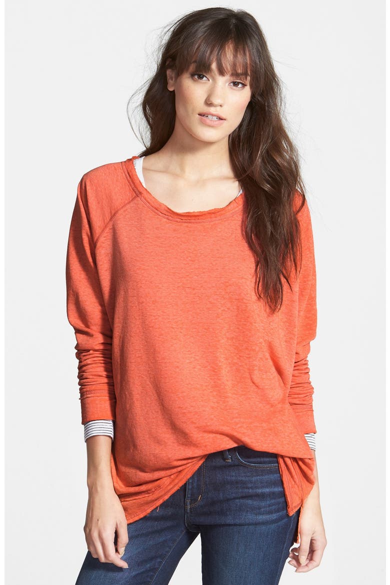 Long Sleeve Raglan Tee, Main, color, ORANGE FIESTA