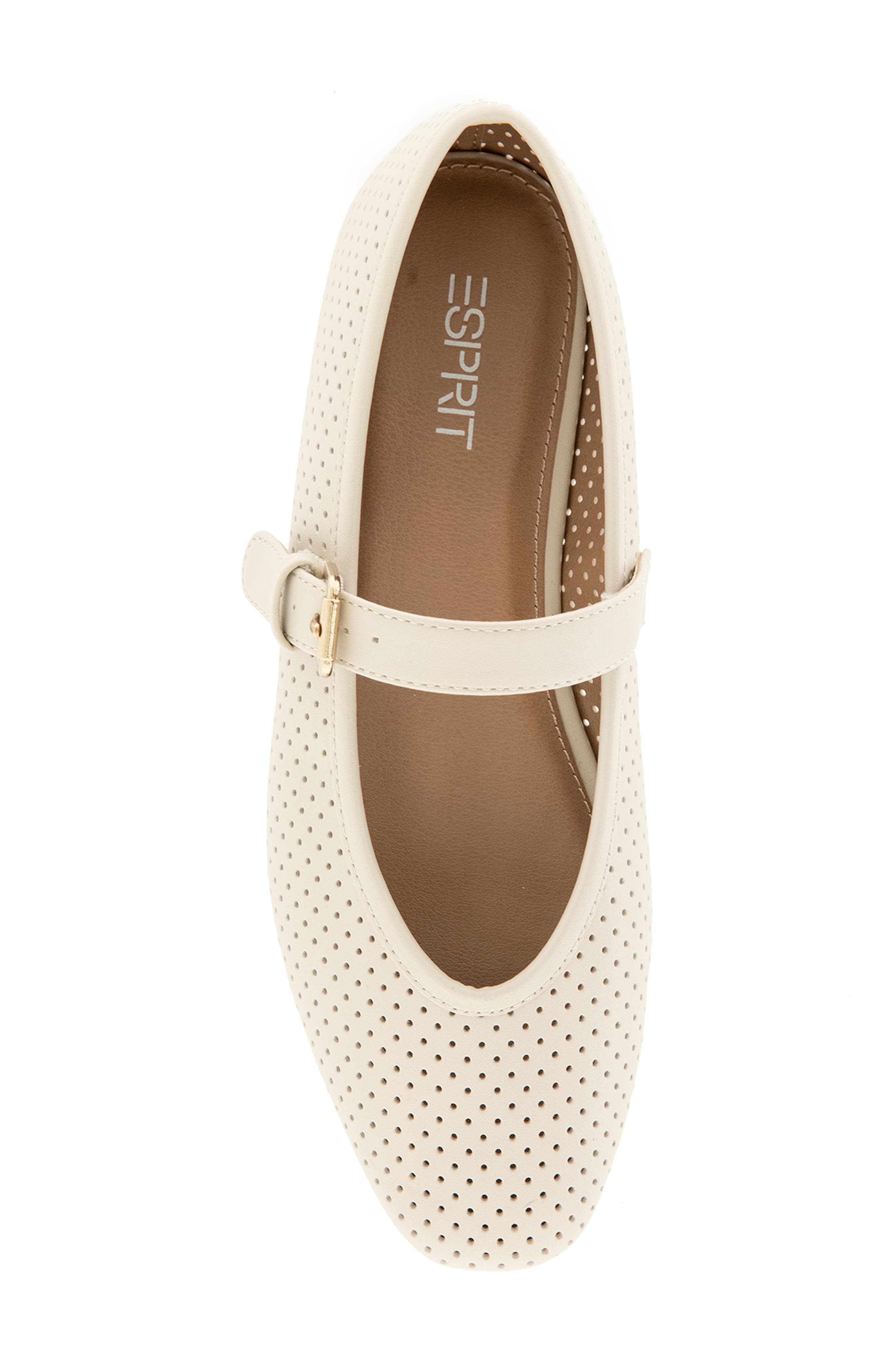 Esprit Deacon Perforated Mary Jane Flat, Alternate, color, Ivory Pu