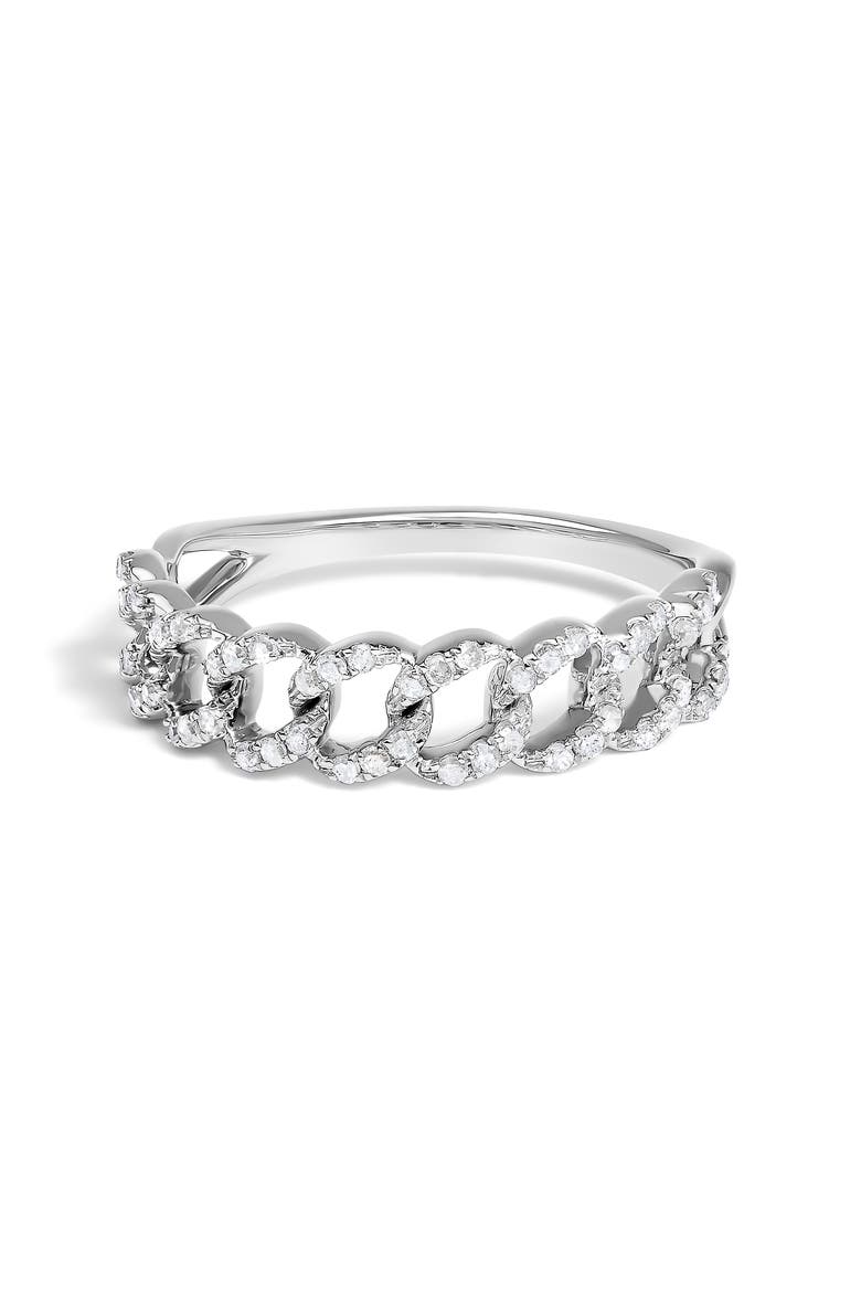 .925 Sterling Silver 1/4 ctw Diamond Curb Link Band Ring, Main, color, Silver