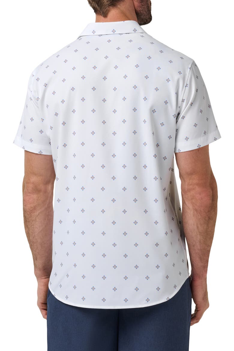 Techwoven Seaside Print Short Sleeve Performance Button-Up Shirt, Alternate, color, WHITE