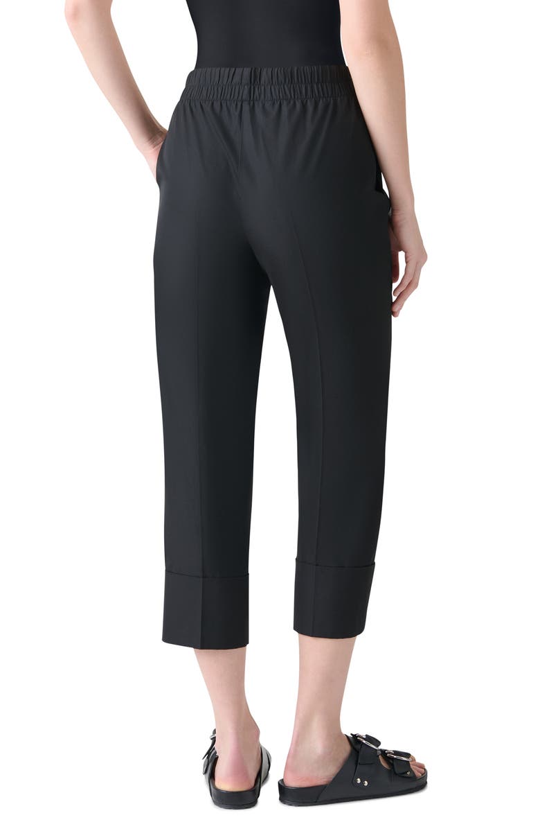 Akris punto Farell Cuffed Cotton Poplin Crop Pants, Alternate, color, Black