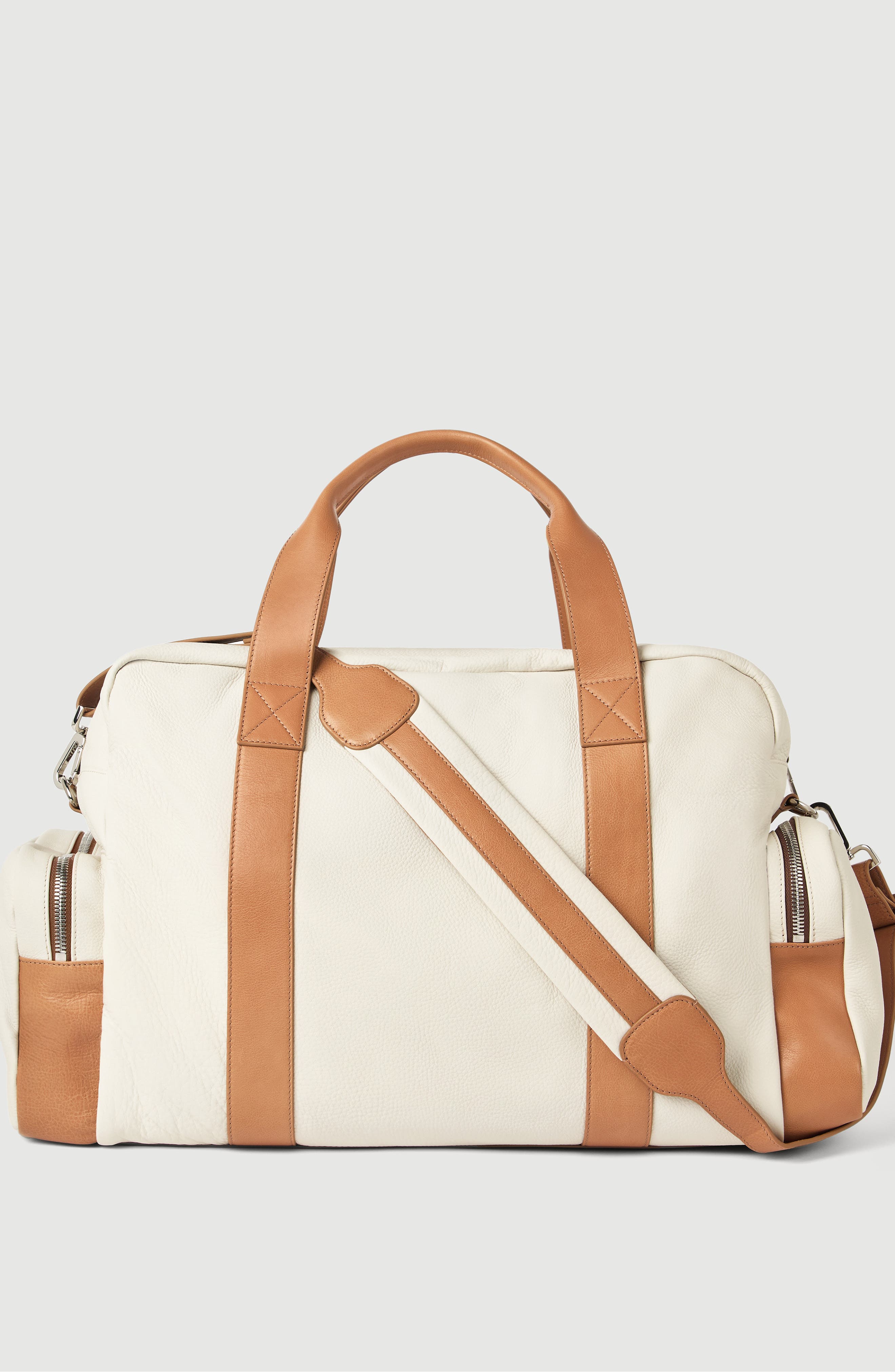 Grained calfskin leisure bag, Alternate, color, Ivory
