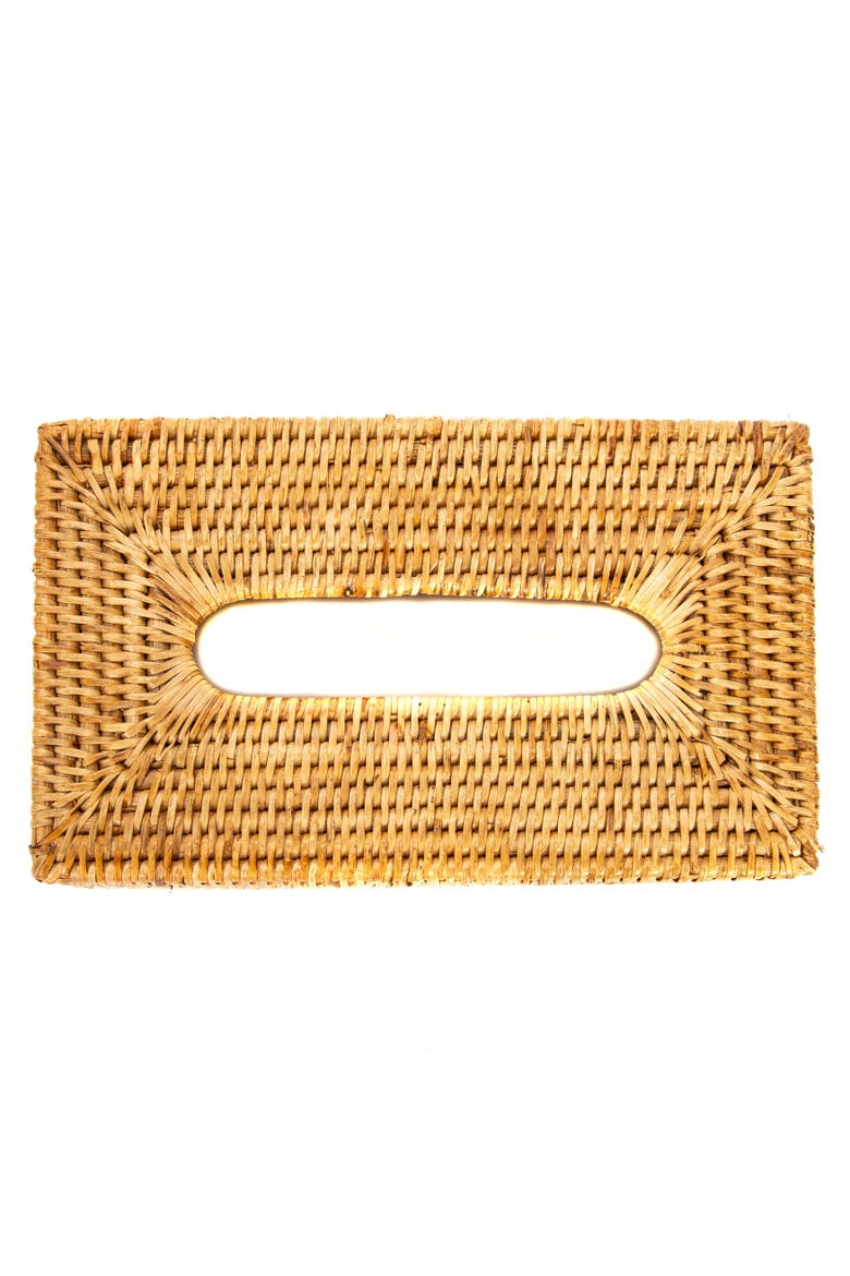 Artifacts Rattan Rectangular Tissue Box Cover, Alternate, color, Honey Brown