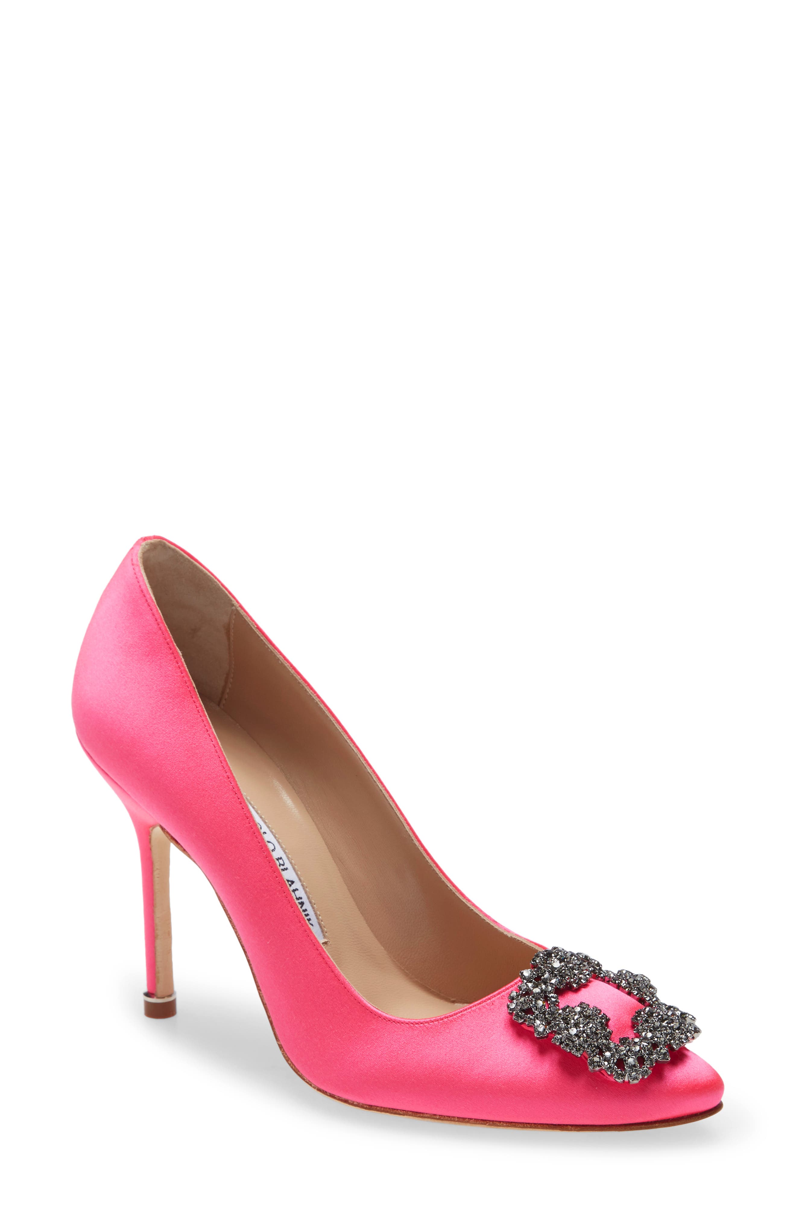 Manolo Blahnik Hangisi Crystal Buckle Pump, Main, color, 