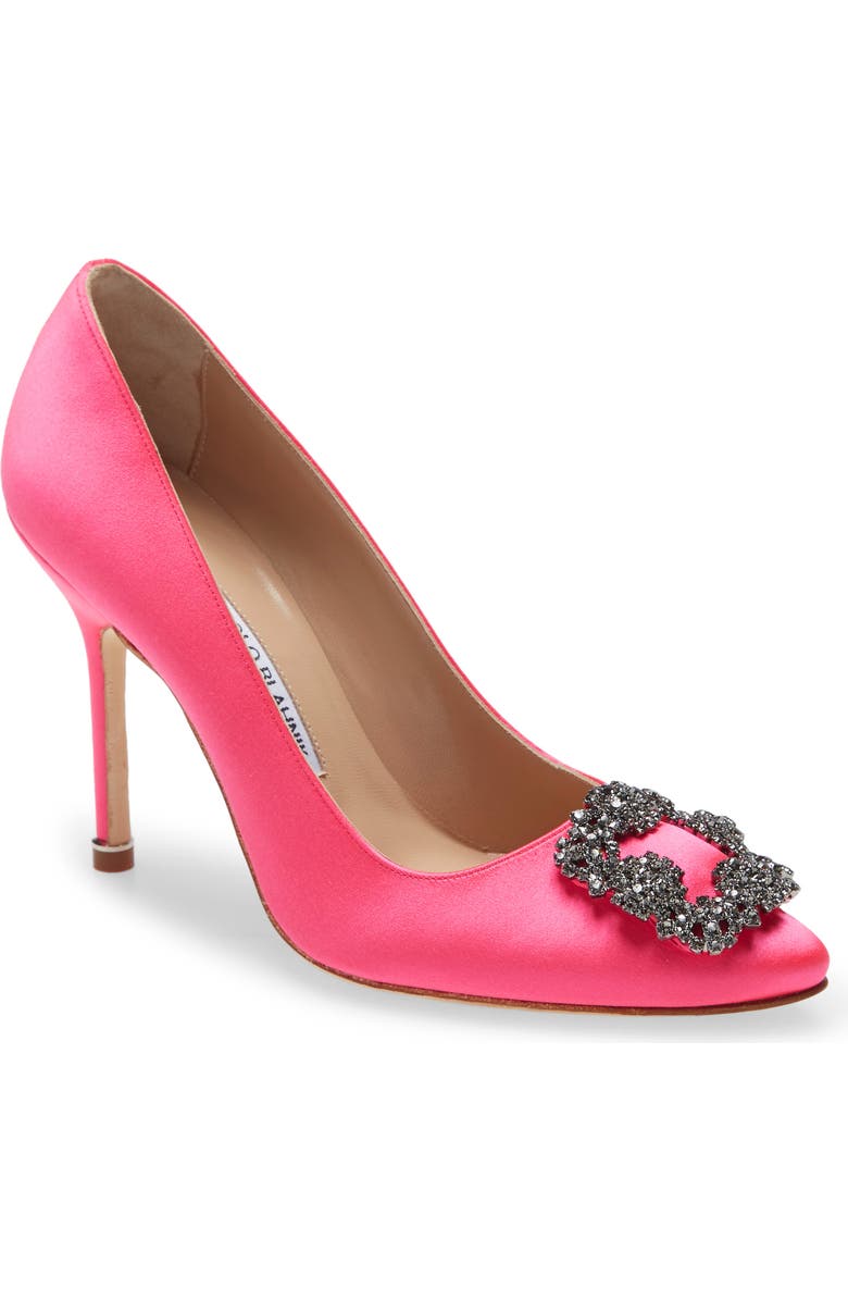 Manolo Blahnik Hangisi Crystal Buckle Pump, Main, color,