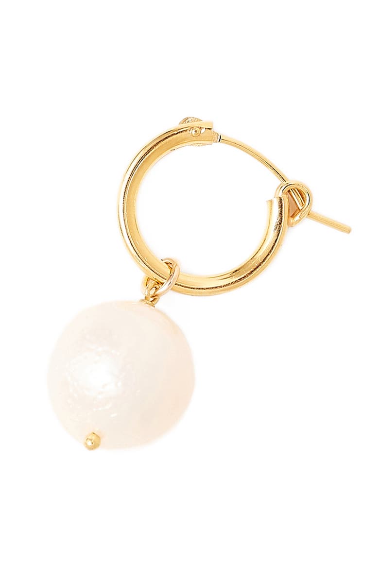 Chan Luu Baroque Freshwater Pearl Hoop Earrings, Alternate, color, White Pearl