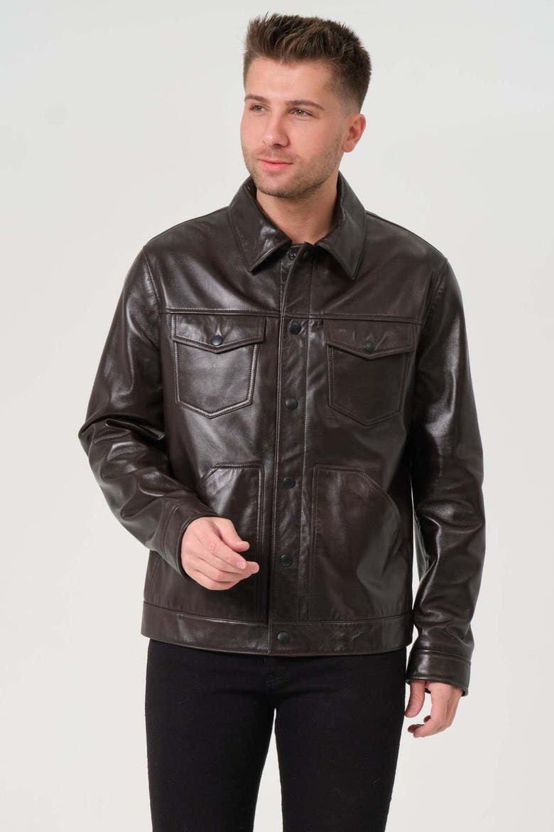 Jude Leather Jacket, Main, color, Coffee Bean Brown
