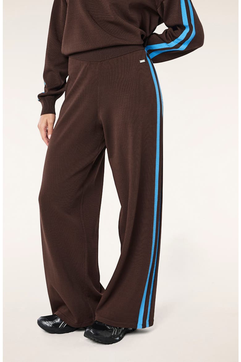 Retreat Stripe Wide Leg Track Pants, Main, color, COFFEE/ MARINA