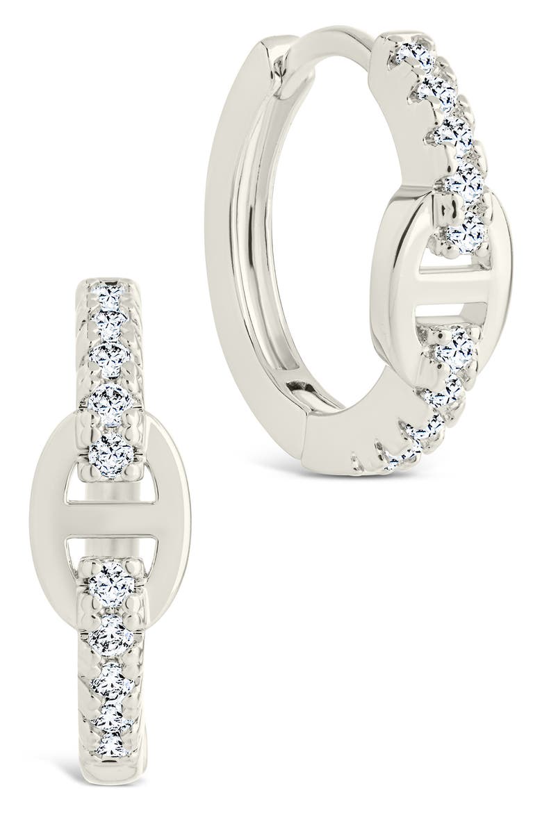 Clementine Cubic Zirconia Hoop Earrings, Main, color, SILVER