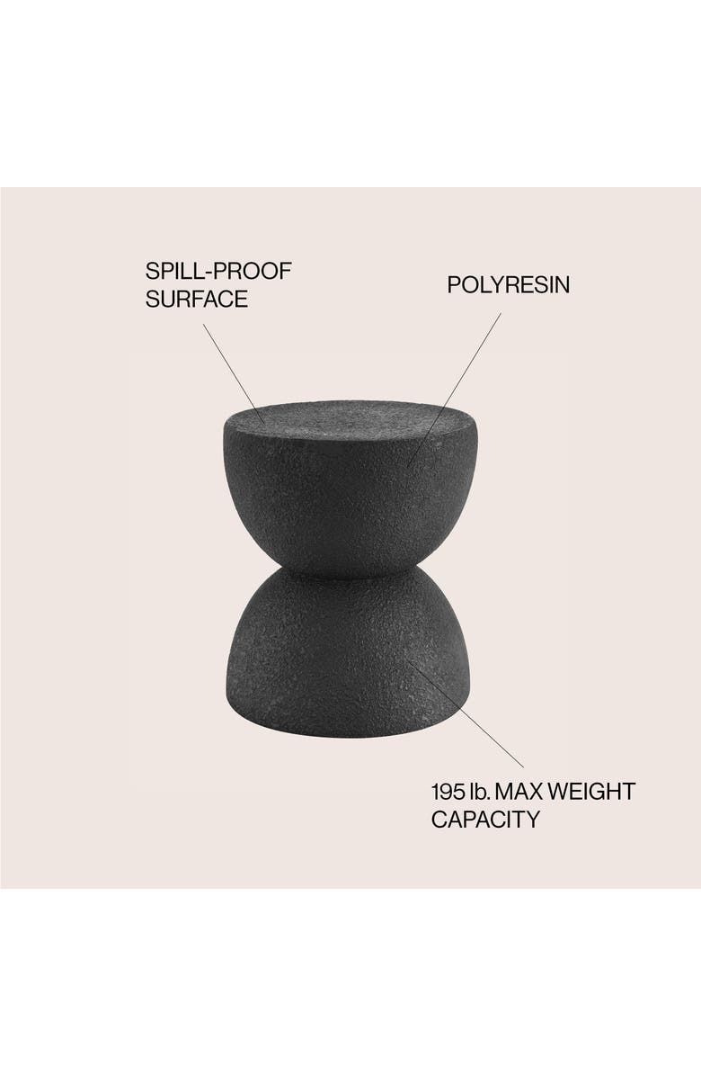 JONATHAN Y Greta 18" Mid-Century Modern Drum Indoor/Outdoor Accent Table, Alternate, color, Black Frosted