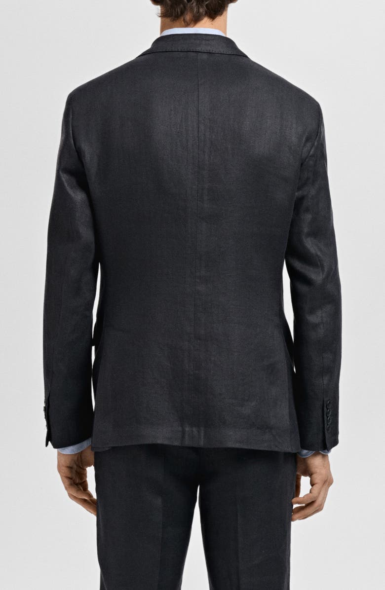 MANGO Slim Fit Linen Sport Coat, Alternate, color, Black