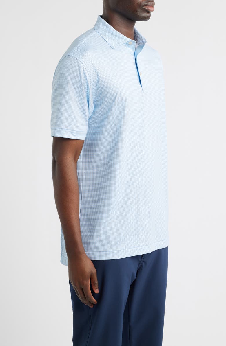Peter Millar Gingham Check Performance Jersey Polo, Alternate, color, Cottage Blue