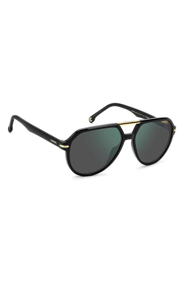 Carrera Eyewear 58mm Polarized Aviator Sunglasses, Alternate, color, Black