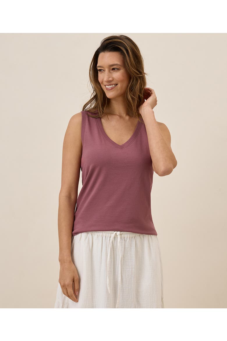 Organic Cotton Softspun V-Neck Tank, Main, color, Mauve