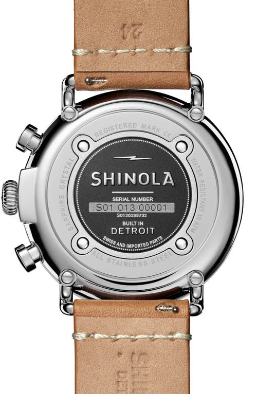 Shinola Runwell Chronograph Leather Strap Watch, 47mm In Beige