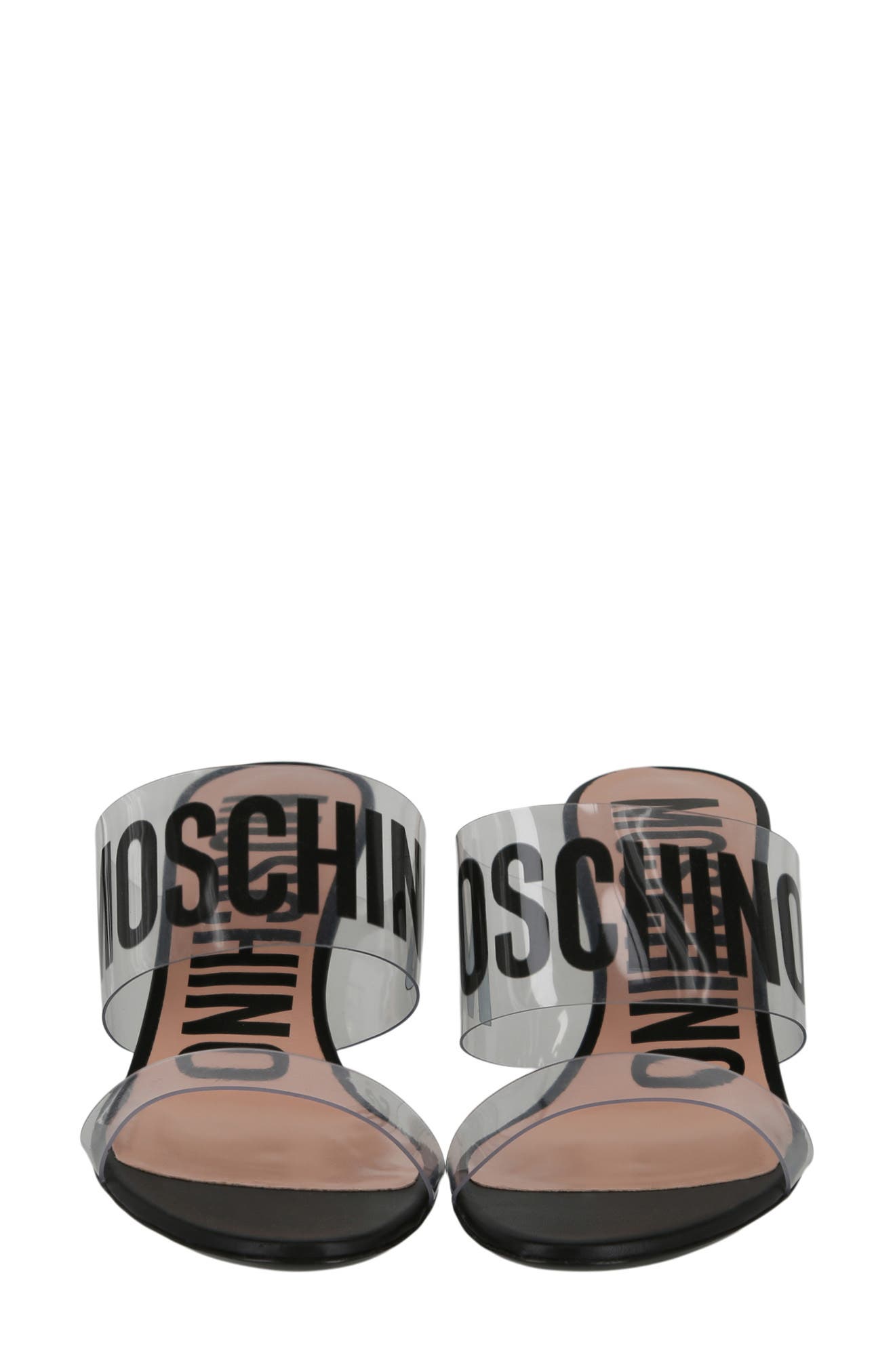 Moschino Clear Strap Sandal, Alternate, color, Transparent Black