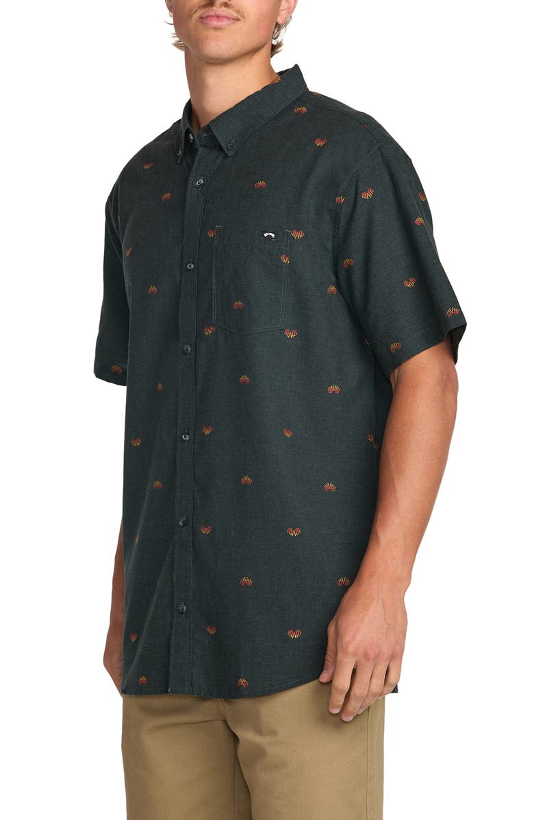 Billabong All Day Jacquard Short Sleeve Button-Down Shirt, Alternate, color, Stealth